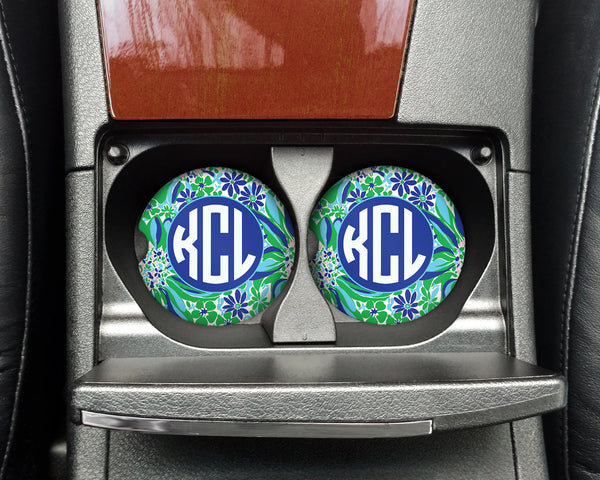 Blue Flowers Car Coaster